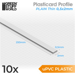 uPVC Plasticard - Profilé Fin 0.50mm x 2mm