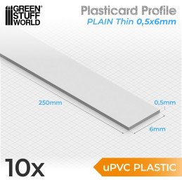 uPVC Plasticard - Thin 0.50mm x 6mm uPVC Plasticard - Thin 0.50mm x 6mm