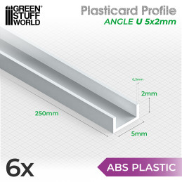 ABS Plasticard U-profile - 5x2.5mm