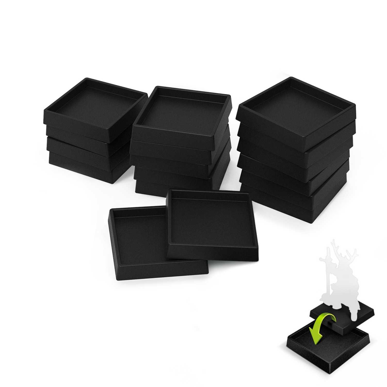 Basette in plastica Vuote Quadrate 25 mm | Adattatori per basette in plastica nera 20-25 mm