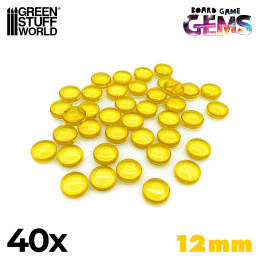 Plastic Gems 12mm - Yellow | Gaming Tokens and Meeples