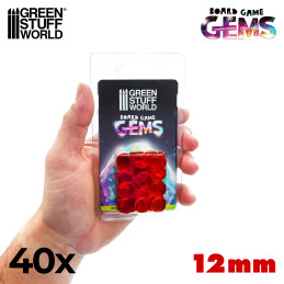 Gemmes en plastique 12mm - Rouge | Jetons et Meeples de jeu de société