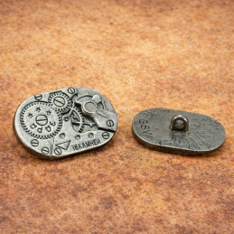 Ovale Knöpfe Steampunk-Stil - UHRWERKE - Antike Silberfarbe
