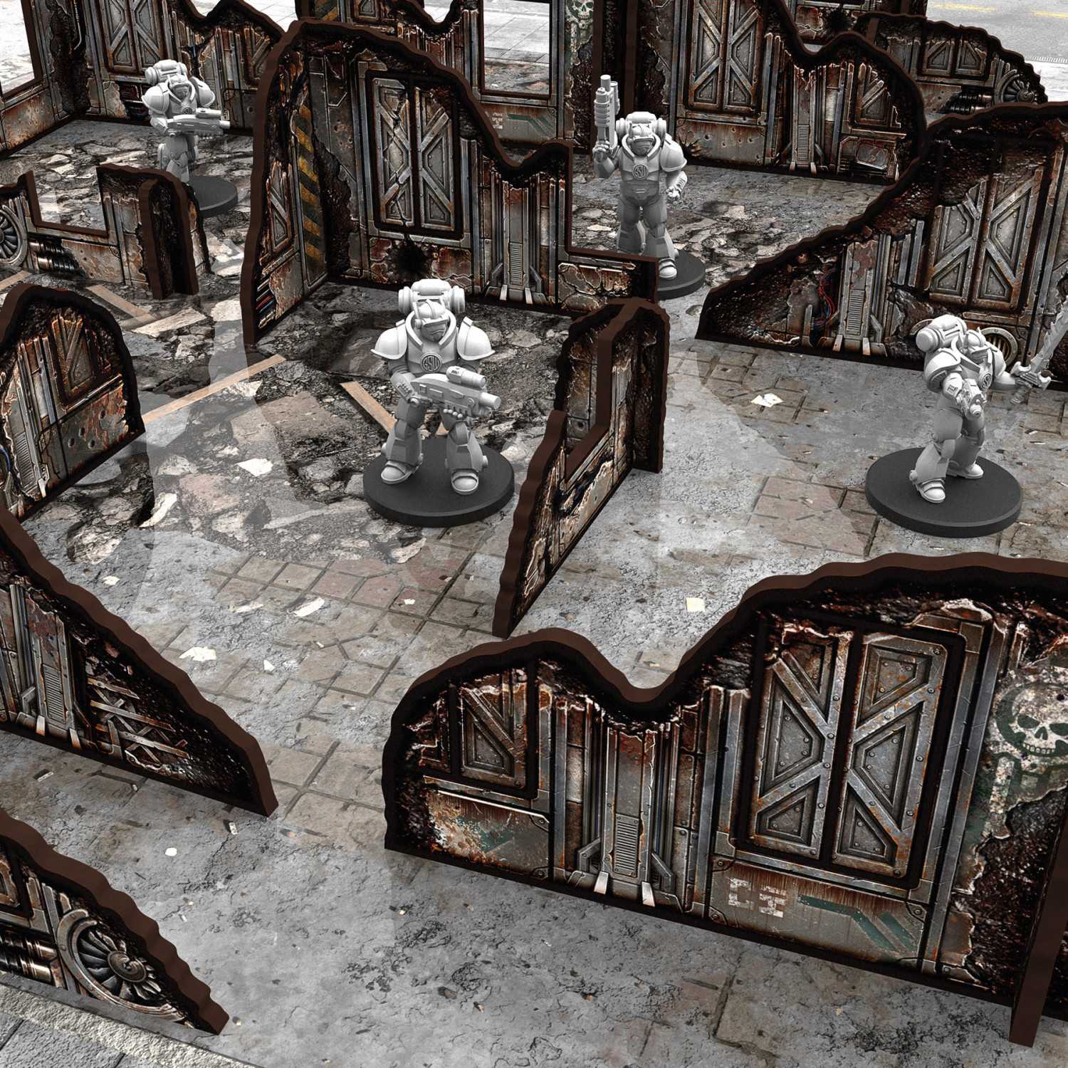 Pre-painted ruined Sci-Fi walls