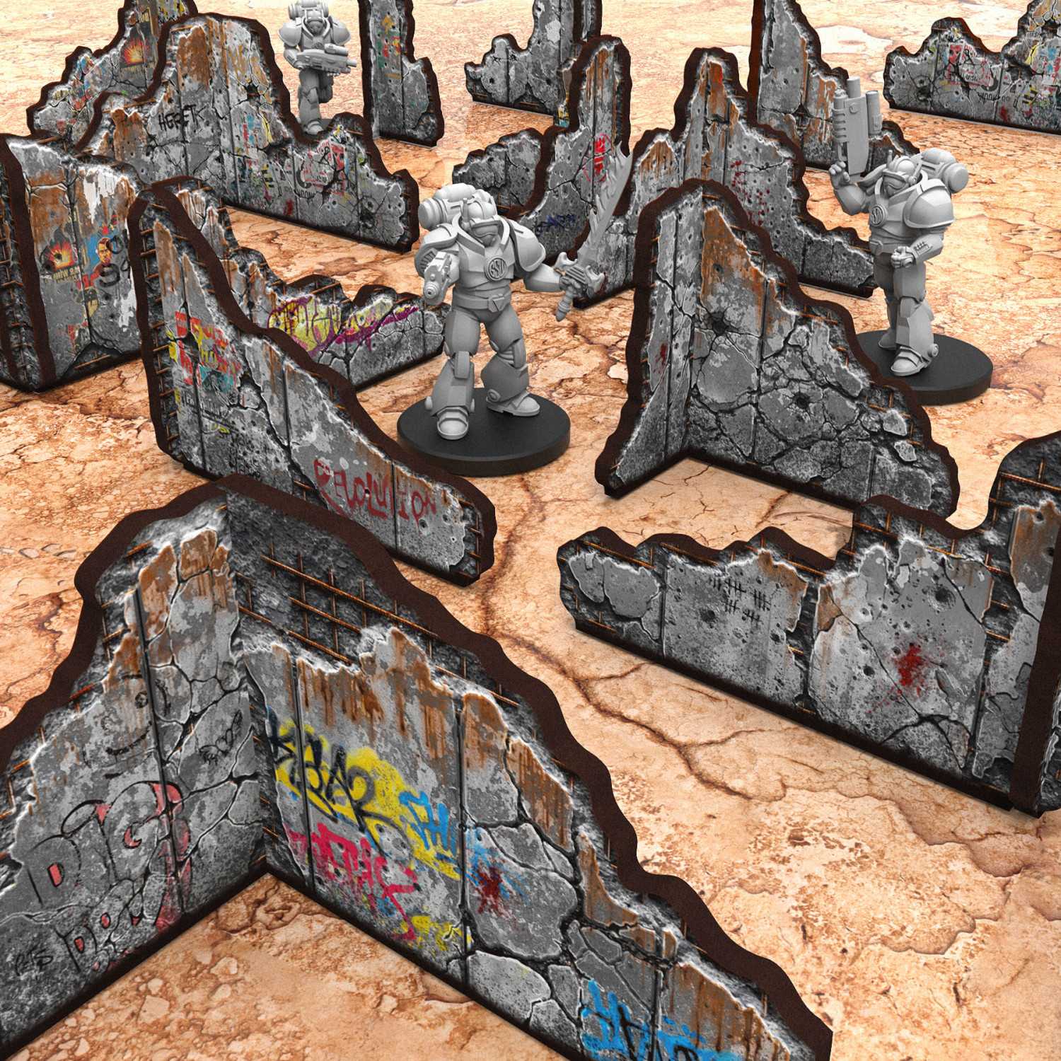 Pre-painted ruined concrete walls | Broken Walls