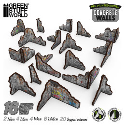 Pre-painted ruined concrete walls | Broken Walls