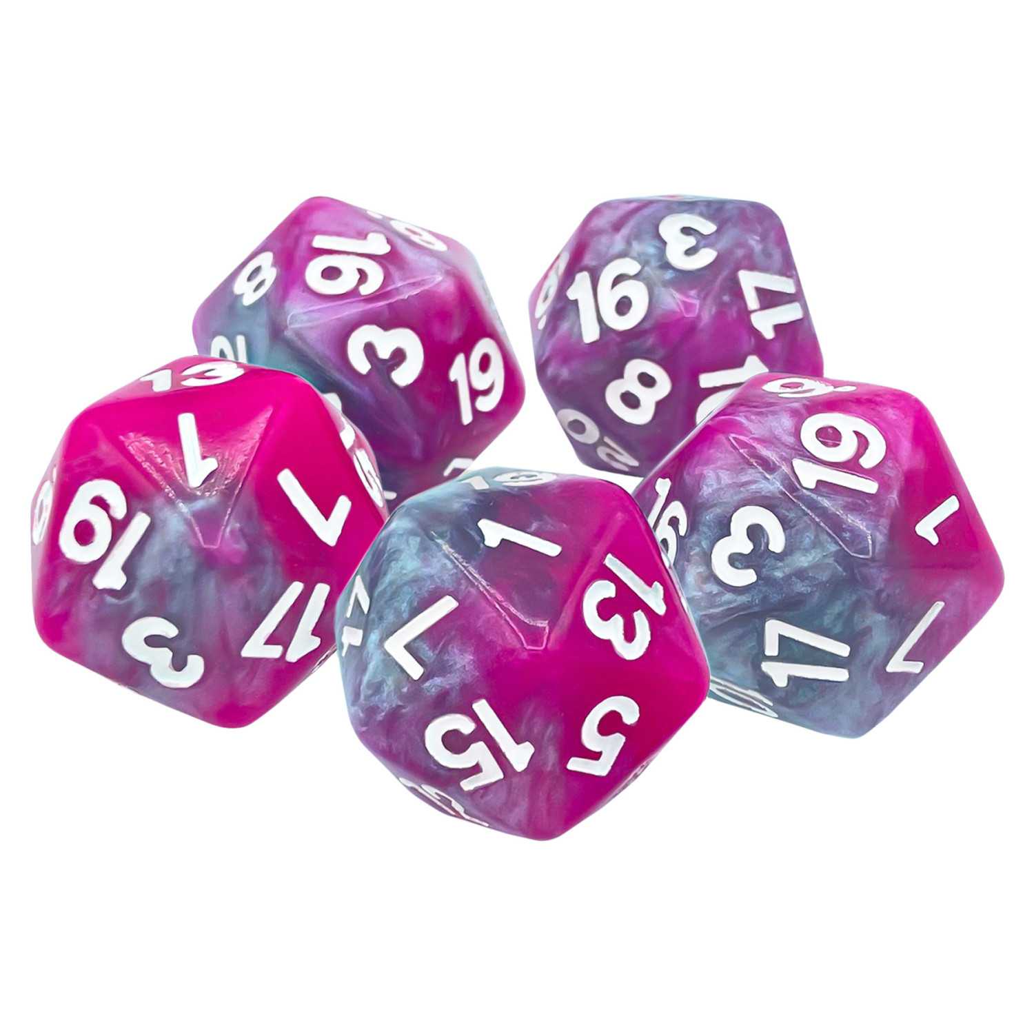 5x W20 20mm Spielwürfel - Rosa - Grau | Brettspiele Würfel 5x W20 20mm Spielwürfel - Rosa - Grau | Brettspiele Würfel