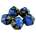 5x D20 20mm Dice - Blue Swirl