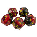 5x D20 20mm Dés de Jeu - Rouge Marbre