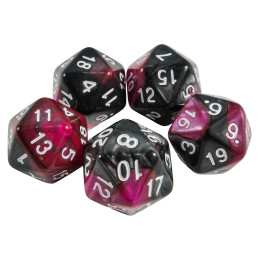 5x W20 20mm Spielwürfel - Lila Marmor | Brettspiele Würfel