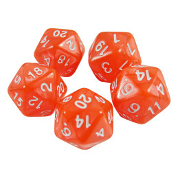 5x D20 20mm Dés de Jeu - Orange | Dés - Jeux de société