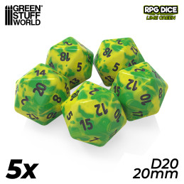 5x W20 20mm Spielwürfel - Kalk Marmor | Brettspiele Würfel