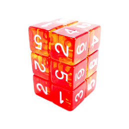 12x W6 16mm Spielwürfel - Rot/Gelb Transparent | W6-Würfel