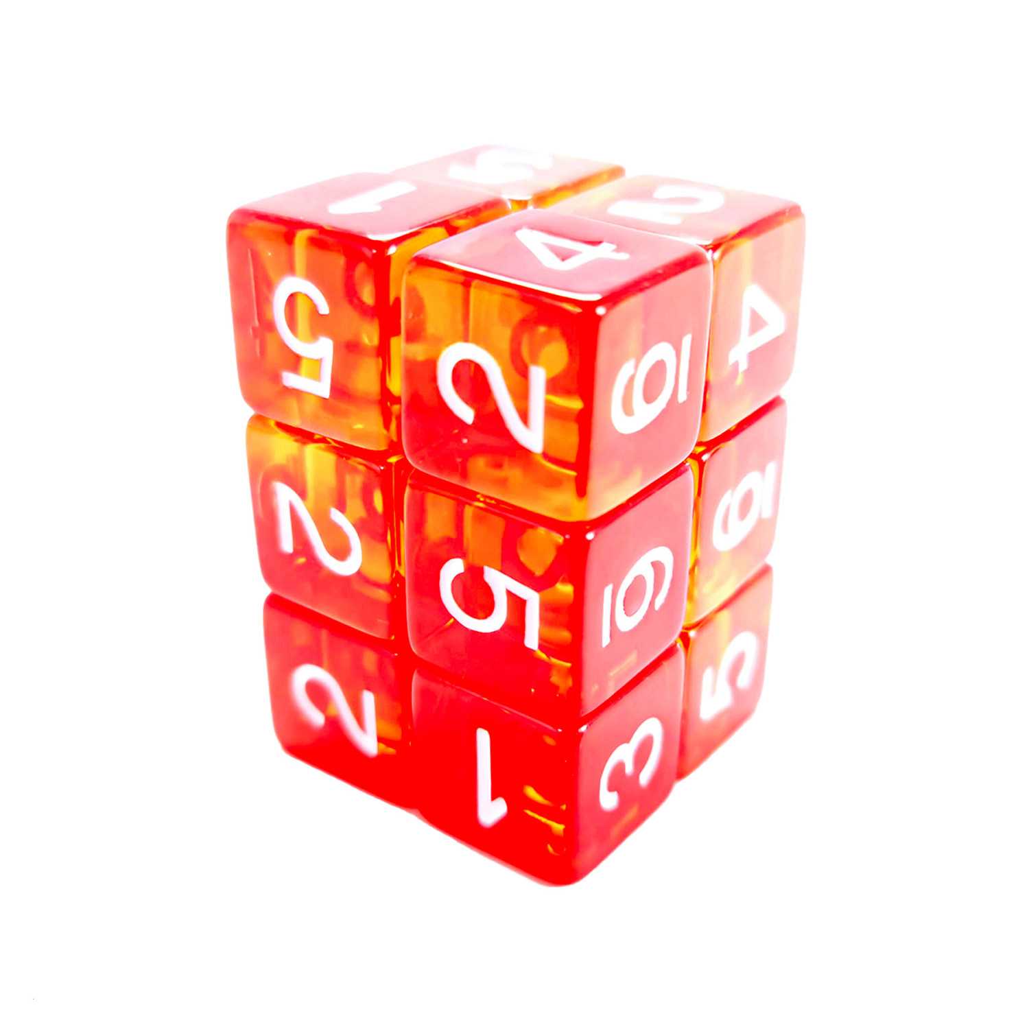 12x D6 16mm Dice - Clear Red/Yellow | D6 Dices