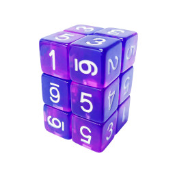12x W6 16mm Spielwürfel - Blau/Lila Transparent | W6-Würfel