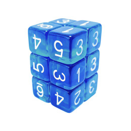 12x D6 16mm Dés de Jeu - Bleu/Turquoise Transparent | Dés D6