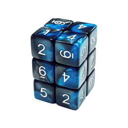 12x D6 16mm Dice - Blue Swirl | D6 Dices
