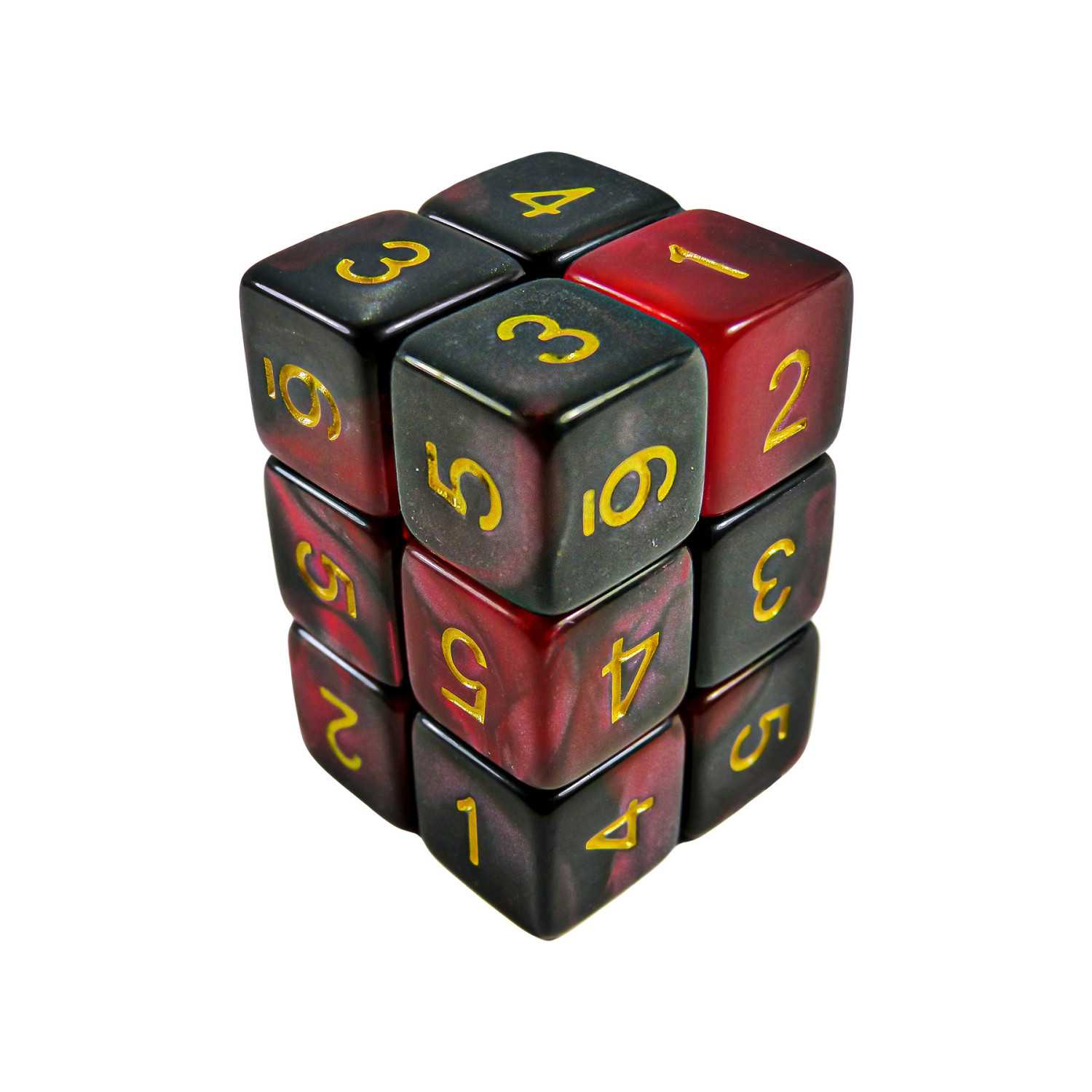 12x Dados D6 16mm - Rojo Marmol