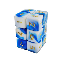 12x D6 16mm Dés de Jeu - Bleu Blanc | Dés - Jeux de société