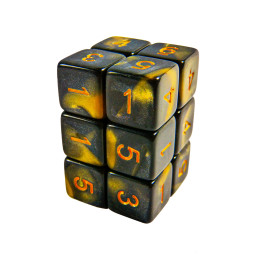 12x Dados D6 16mm - Ambar Marmol