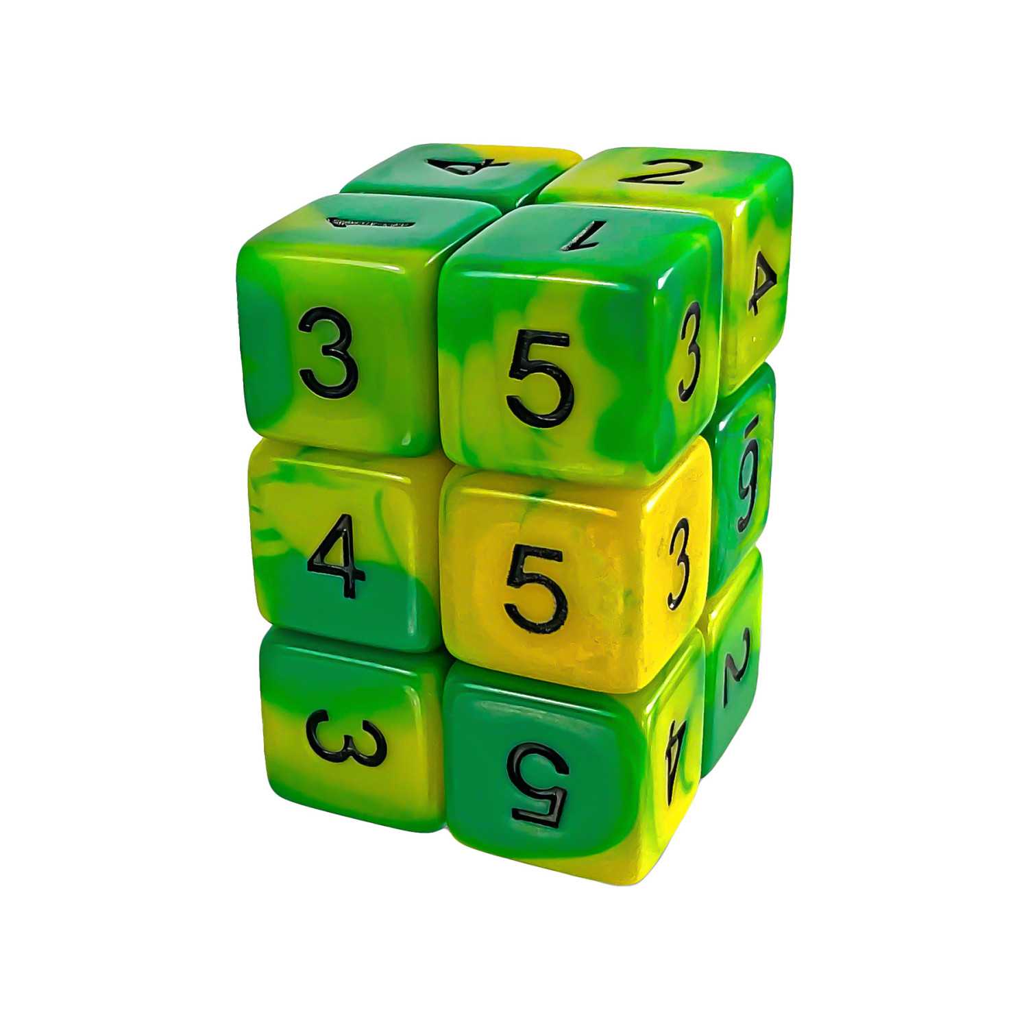 12x Dados D6 16mm - Lima Marmol