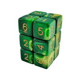 12x Dadi D6 16mm - Verde Marmo | Dadi giochi da tavolo