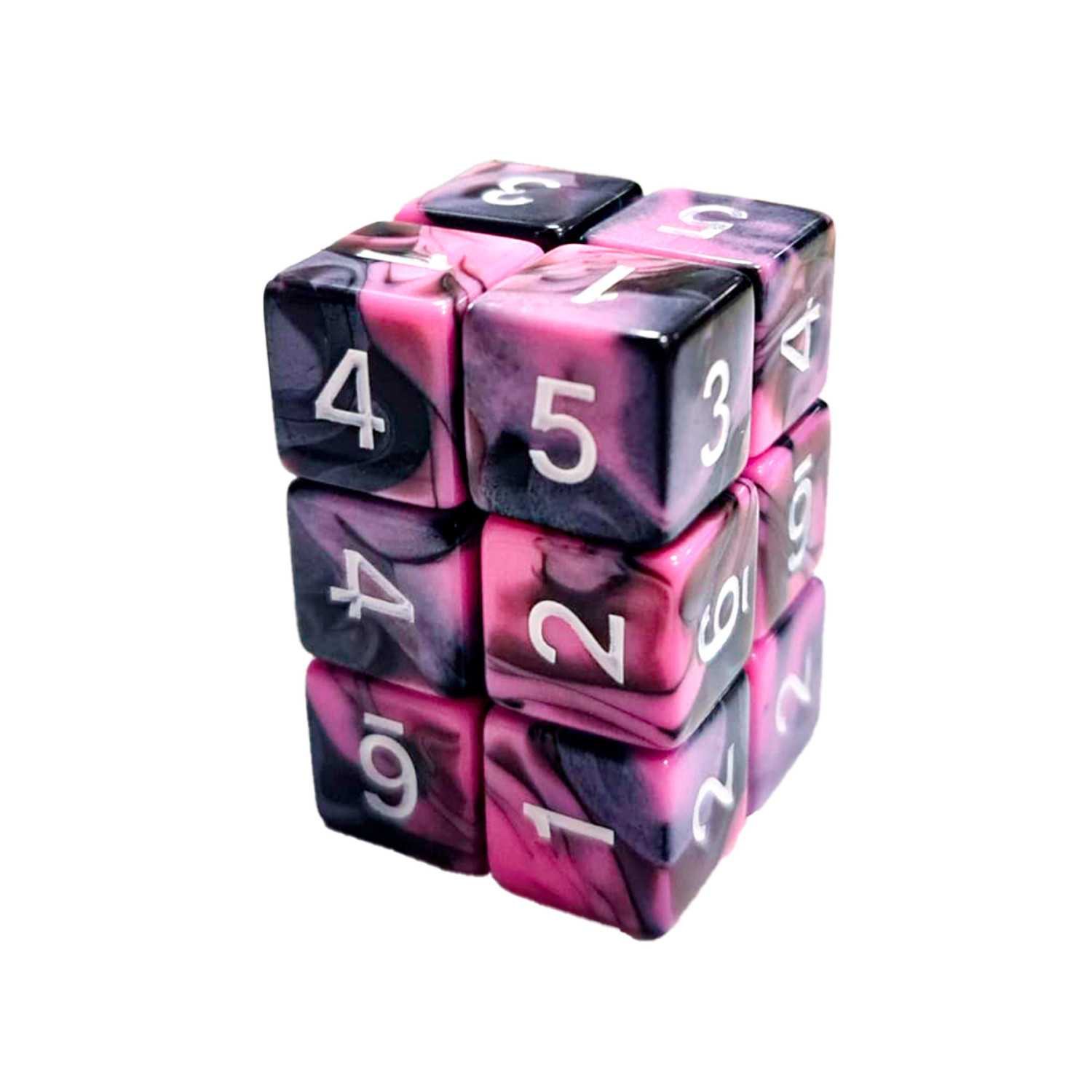 12x W6 16mm Spielwürfel - Rose Marmor | W6-Würfel