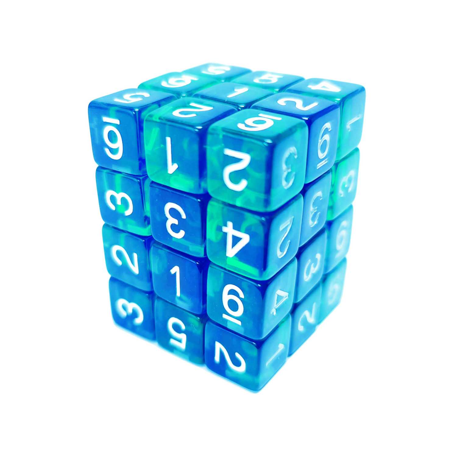 36x Dados D6 12mm - Azul/Turquesa Transparente 36x Dados D6 12mm - Azul/Turquesa Transparente