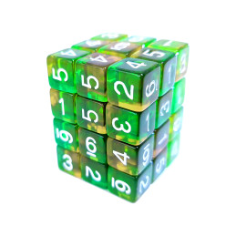 36x Dadi D6 12mm - Arancione/Verde Trasparente | Dadi D6