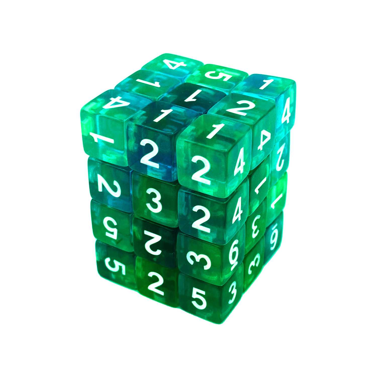 36x Dadi D6 12mm - Verde/Turchese Trasparente | Dadi giochi da tavolo