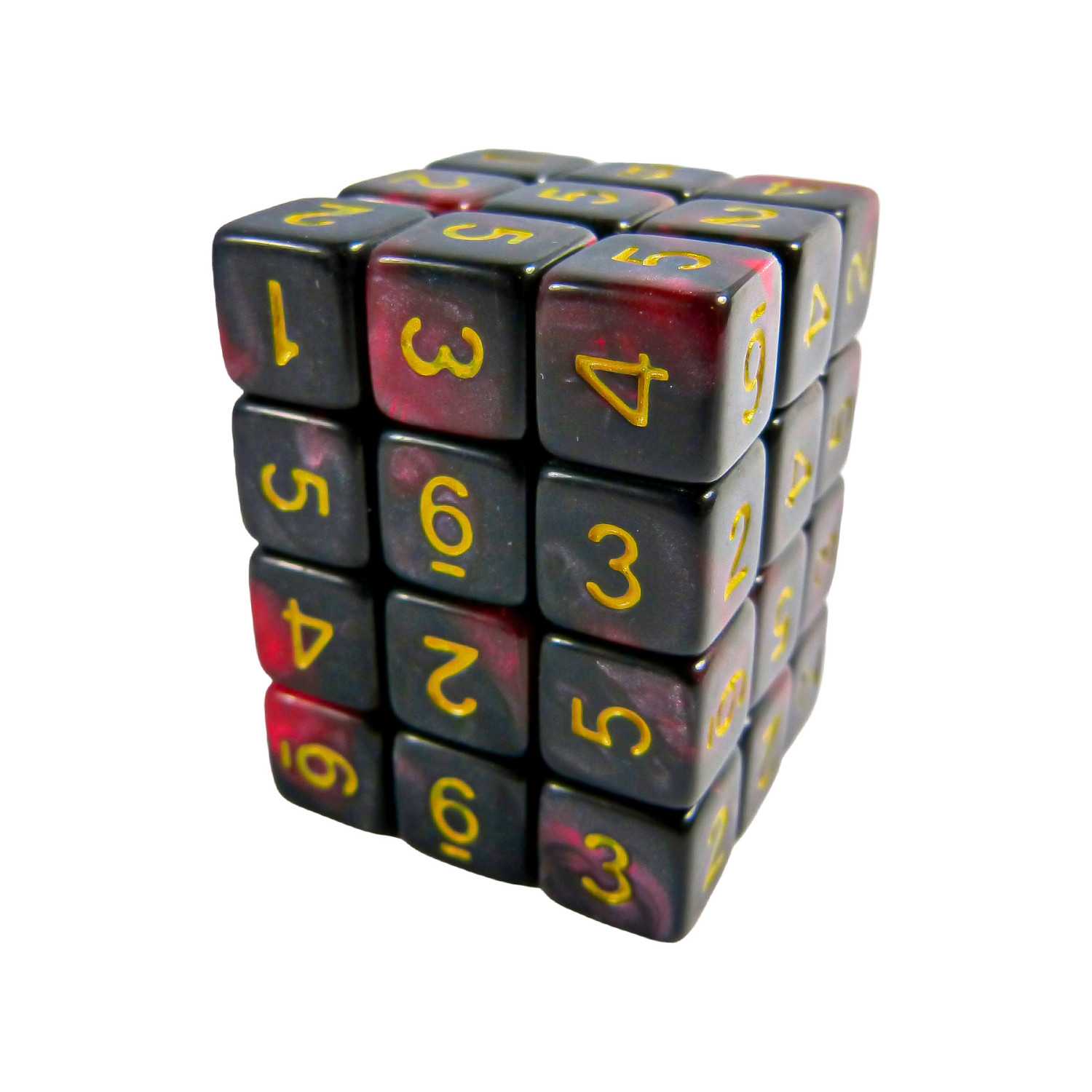 36x W6 12mm Spielwürfel - Rot Marmor | W6-Würfel