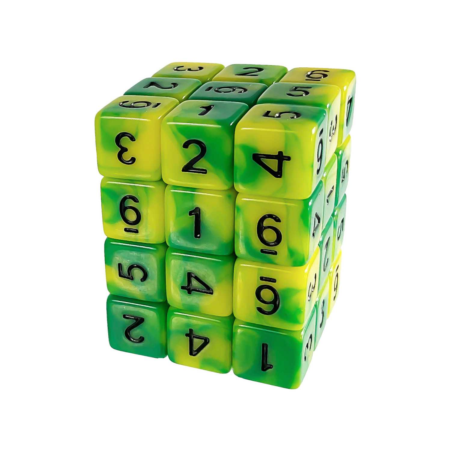 36x D6 12mm Dés de Jeu - Lime Marbre | Dés - Jeux de société