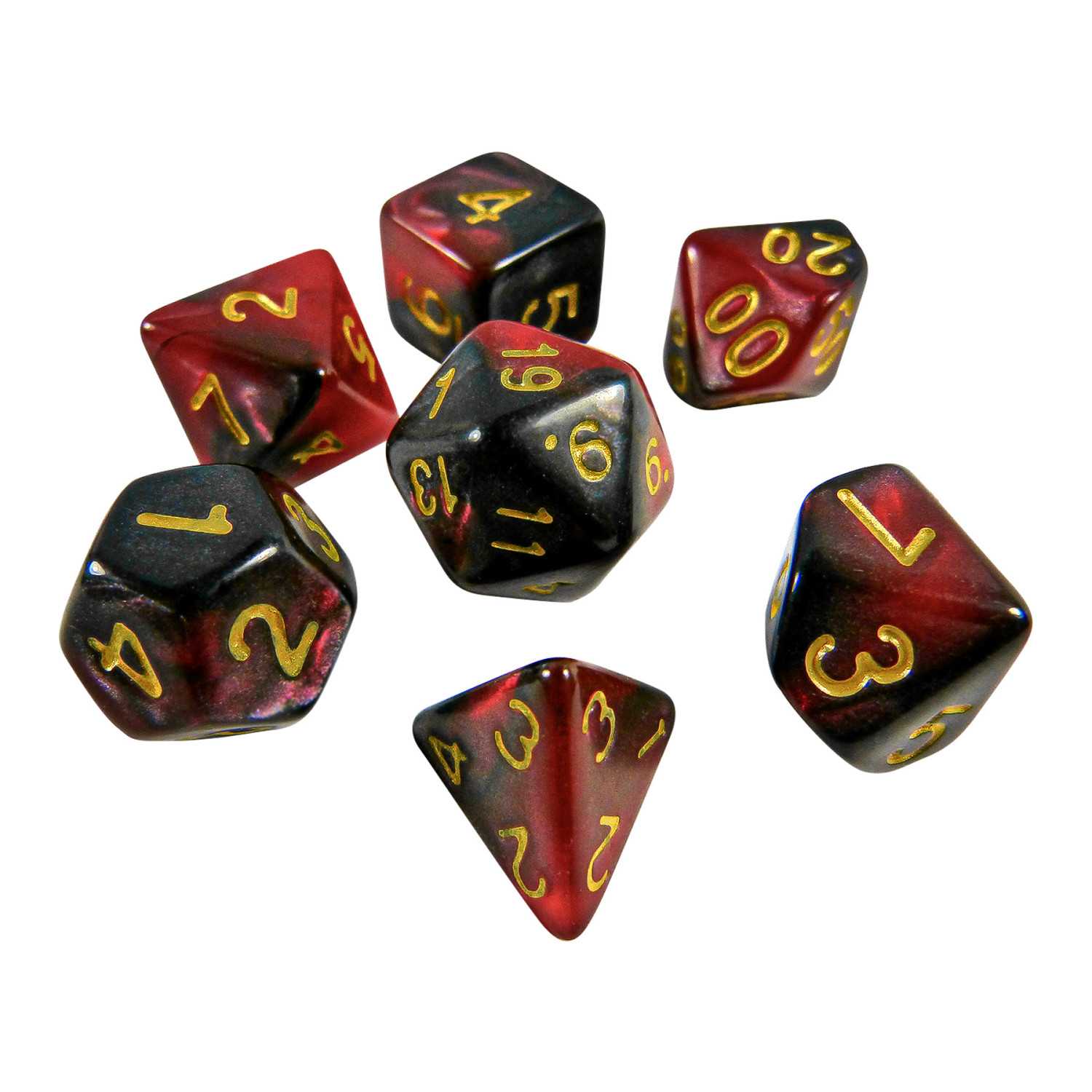 7x Mix 16mm Dice - Red Swirl | DnD dice set