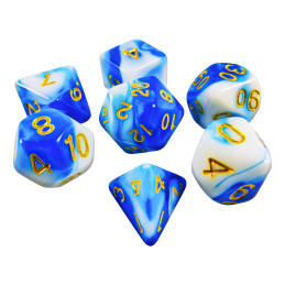 7x Mix 16mm Dés de Jeu - Bleu Blanc | Set de Dés JDR