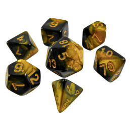 7x Mix 16mm Dice - Amber Swirl | DnD dice set