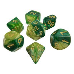 7x Mix 16mm Dice - Green Swirl | DnD dice set