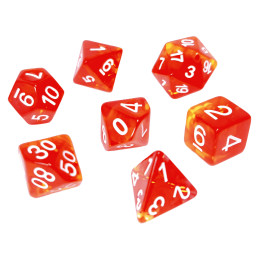 7x Mix 16mm Dice - Clear Red/Yellow | DnD dice set