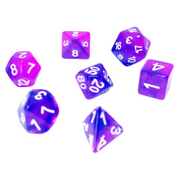 7x Dados Mix 16mm - Azul/Lila Transparente