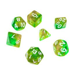 7x Mix 16mm Dés de Jeu - Orange/Vert Transparent | Set de Dés JDR