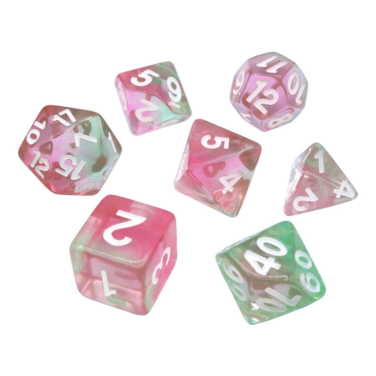 7x Mix 16mm Dés de Jeu - Rose clair | Set de Dés JDR 7x Mix 16mm Dés de Jeu - Rose clair | Set de Dés JDR