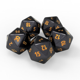 5x D20 20mm Dice - Black
