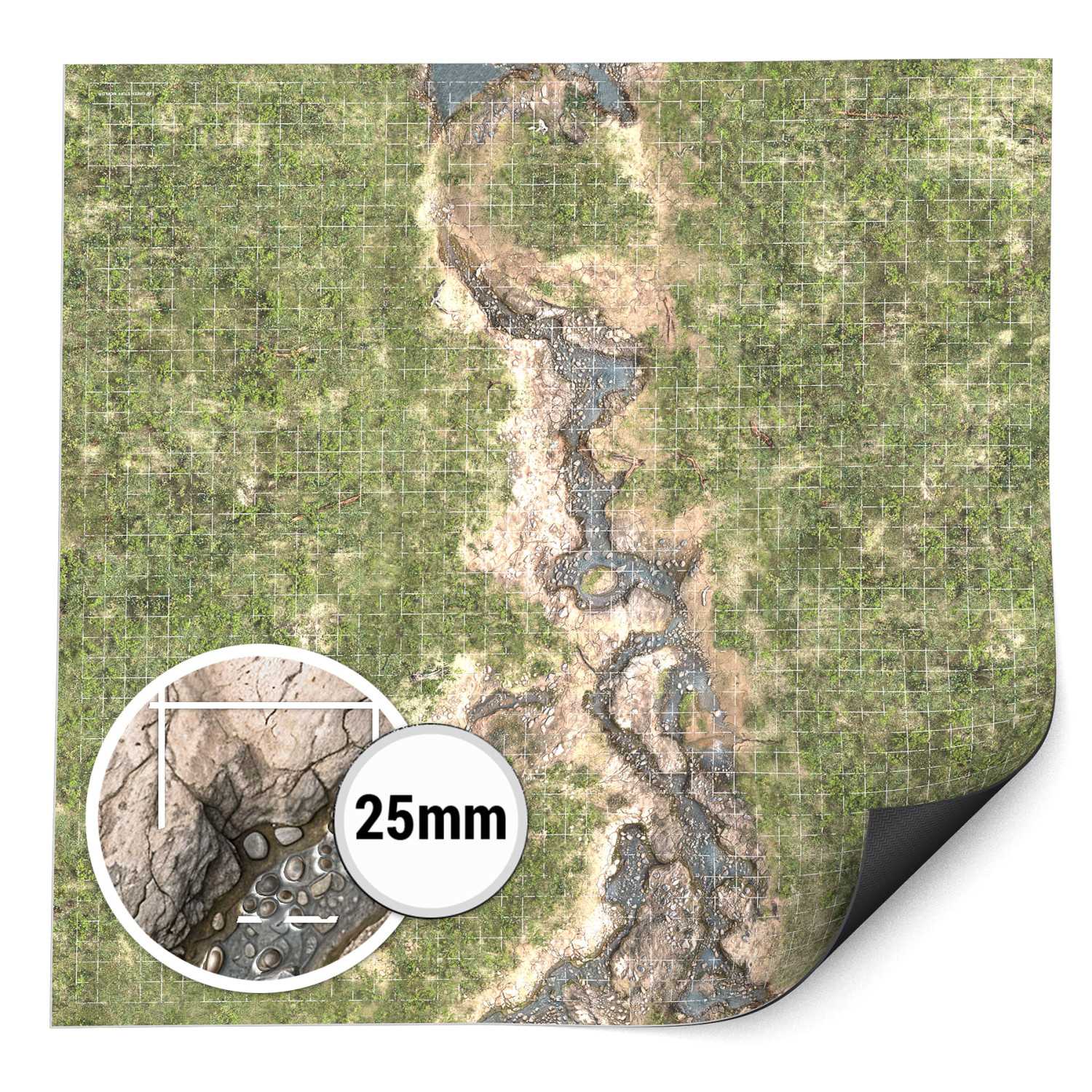 Neopren-Dungeon-Spielmatte mit 25-mm-Raster Duskriver Meadows 120×120cm