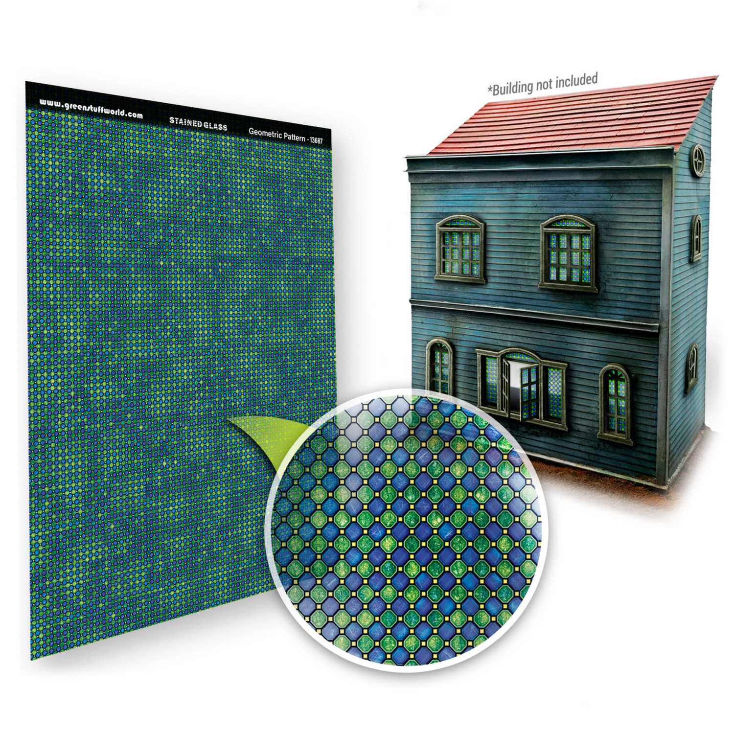 Vetrate Colorate - Motivo geometrico per modellismo, diorami e case delle bambole