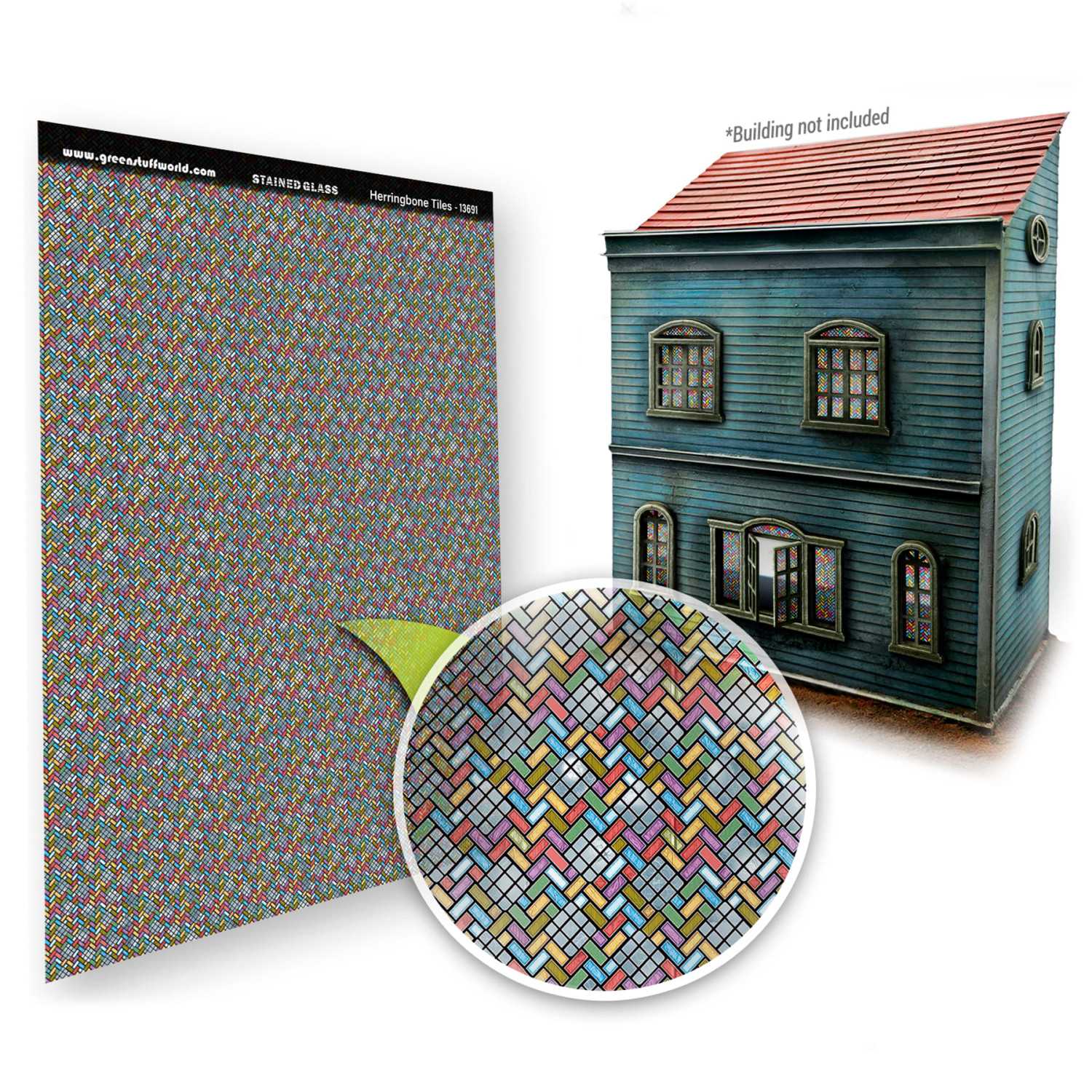 Herringbone Tiles Stained Glass