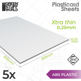 Plancha Plasticard 0'25 mm - COMBOx5 planchas Planchas Lisas