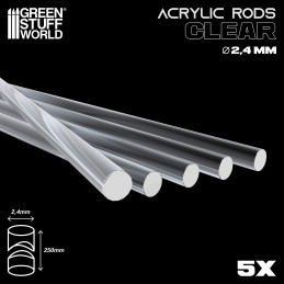 2,4 mm runde Acryl Stäbe Transparent | Acryl basen