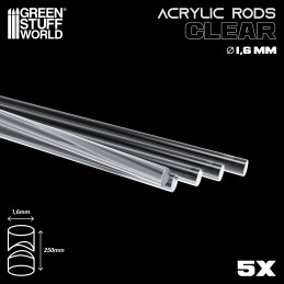 1,6 mm runde Acryl Stäbe Transparent | Acryl basen