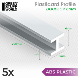 ABS Plasticard - Profile H-Beam Columns 6mm ABS Plasticard - Profile H-Beam Columns 6mm