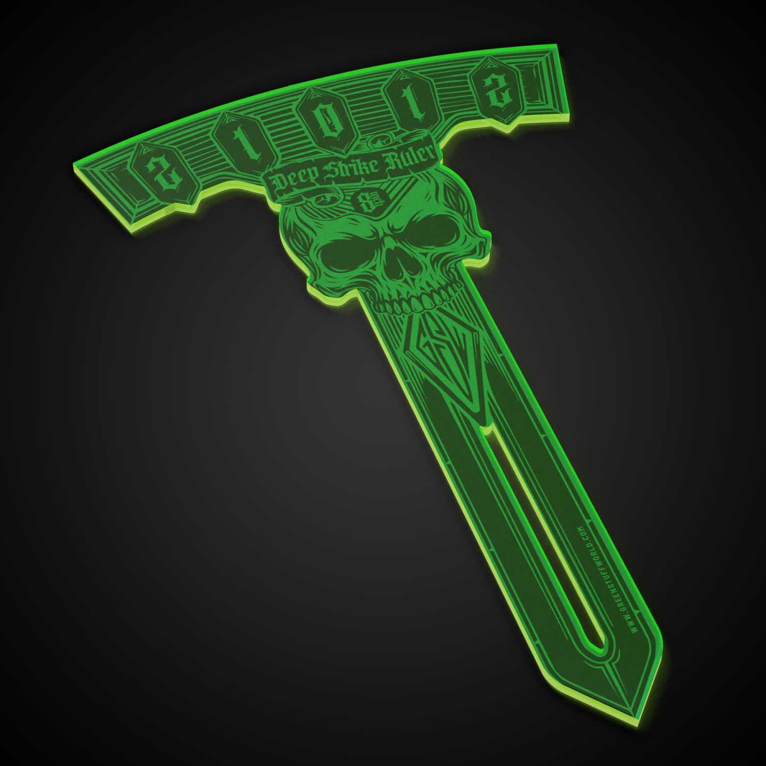 Regla Deep Strike 8 pulgadas - Fluor Verde compatible Warhammer 40k