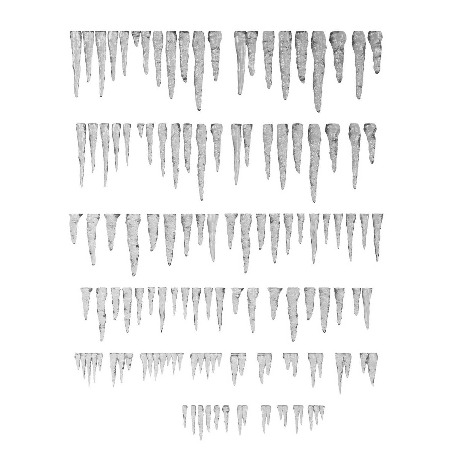 Set imprimé en 3D - Stalactites et Glaçons en Résine | Bits en résine Transparente